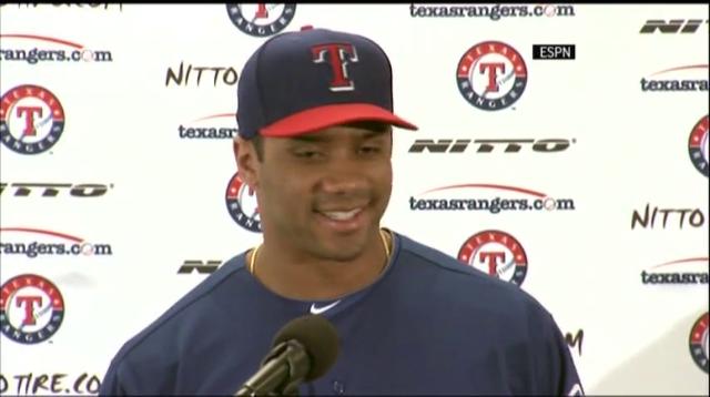 Russell Wilson enjoys time with Texas Rangers