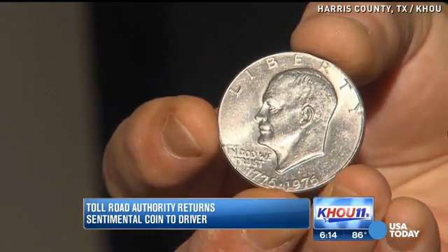 Special coin lost at toll booth returned to owner image photo pic