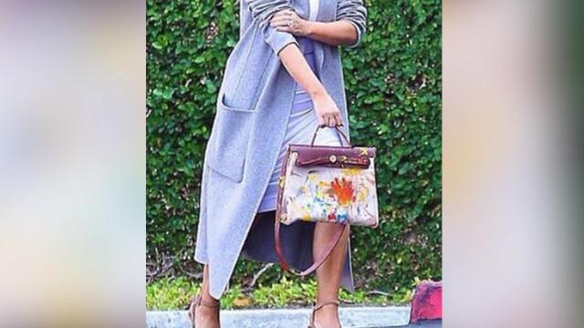 Kim Kardashian shows off Hermes bag painted by North West