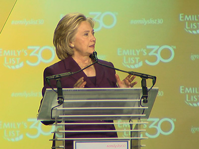 Clinton avoids e-mail flap in EMILYs List speech