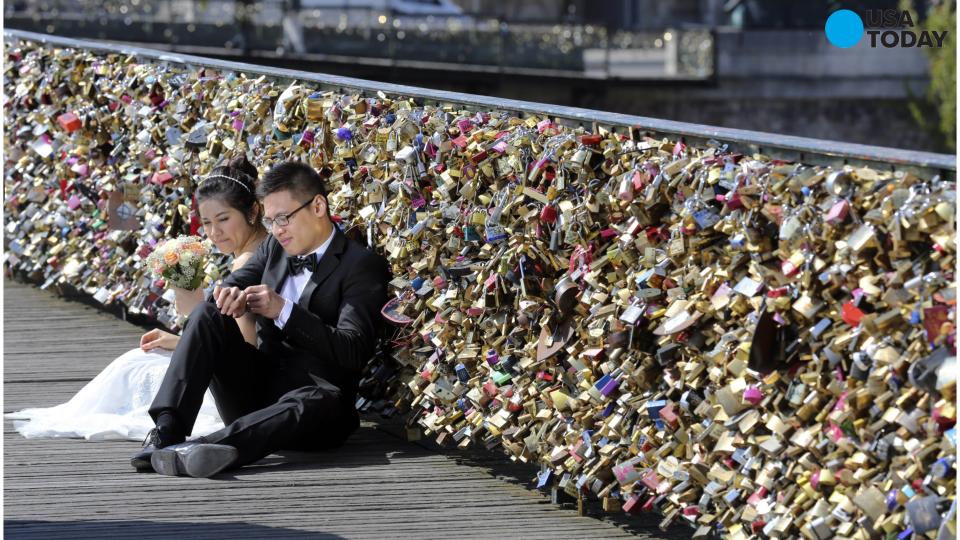 Paris 'love locks' removed from Pont des Arts bridge – in pictures, World  news
