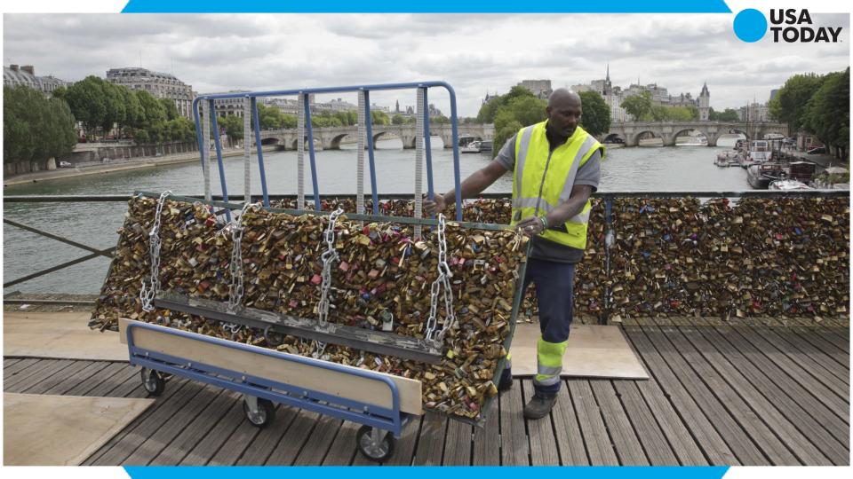 Iconic 'love locks' being removed from Paris bridge