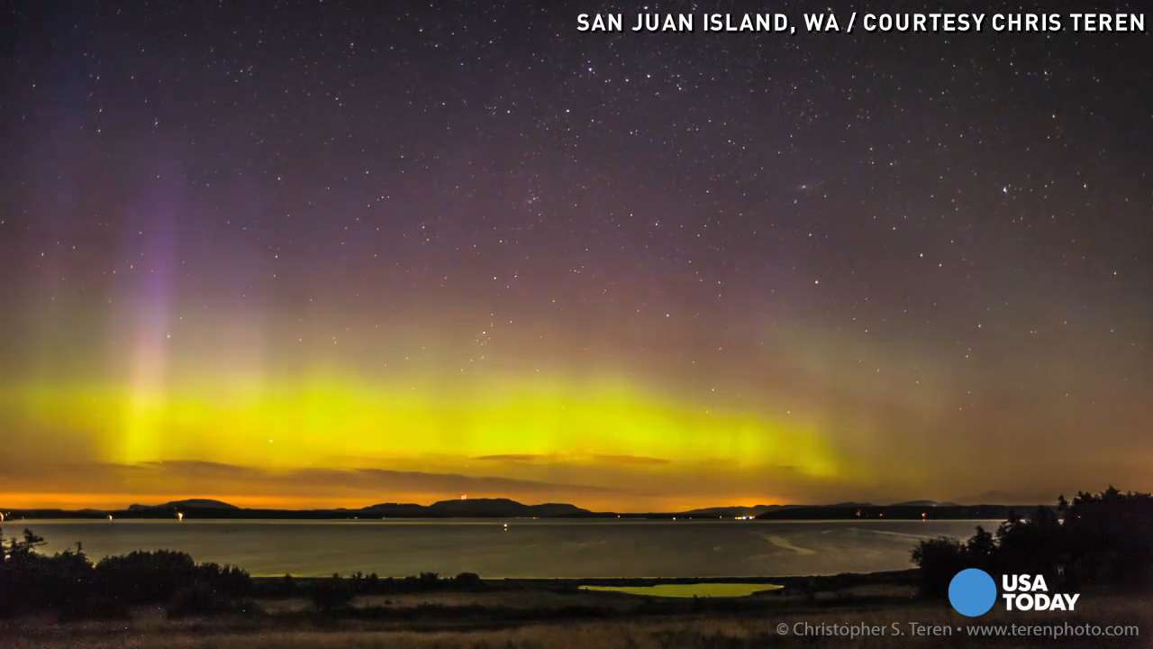 Watch Aurora borealis glows over Washington state