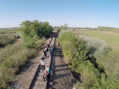 Drone Footage Shows Migrants Near Hungary Border