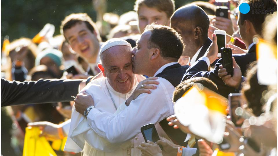 Pope Francis hugs and kisses Americans