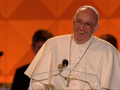 Pope gives message of love, laughter to families