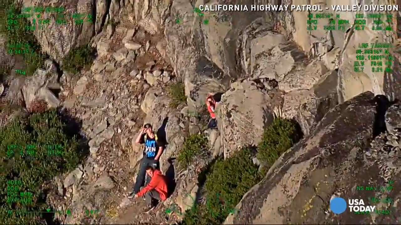 Watch Helicopter Team Rescue Stranded Hikers From Cliff