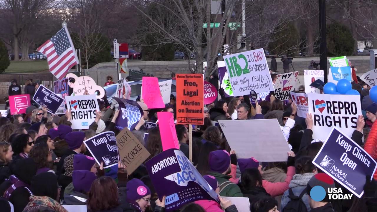 Supreme Court abortion case draws hundreds of demonstrators