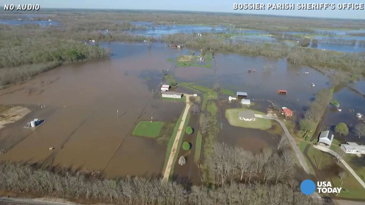 Drone footage shows widespread flooding in Louisiana