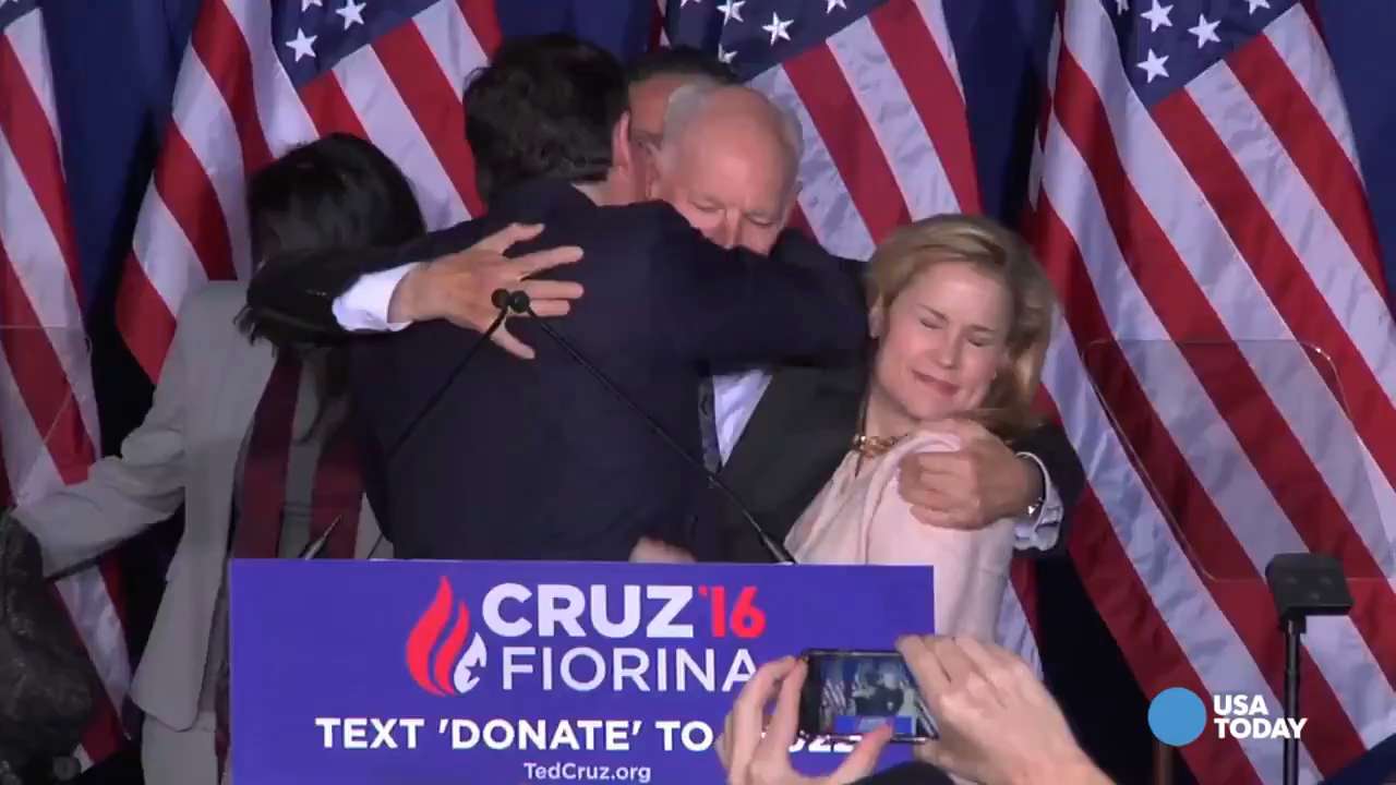 Ted Cruz hugs wife then nearly knocks her out