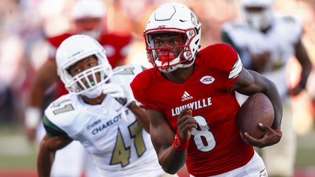 Lamar Jackson Louisville Cardinals Unsigned Drop Back Pass