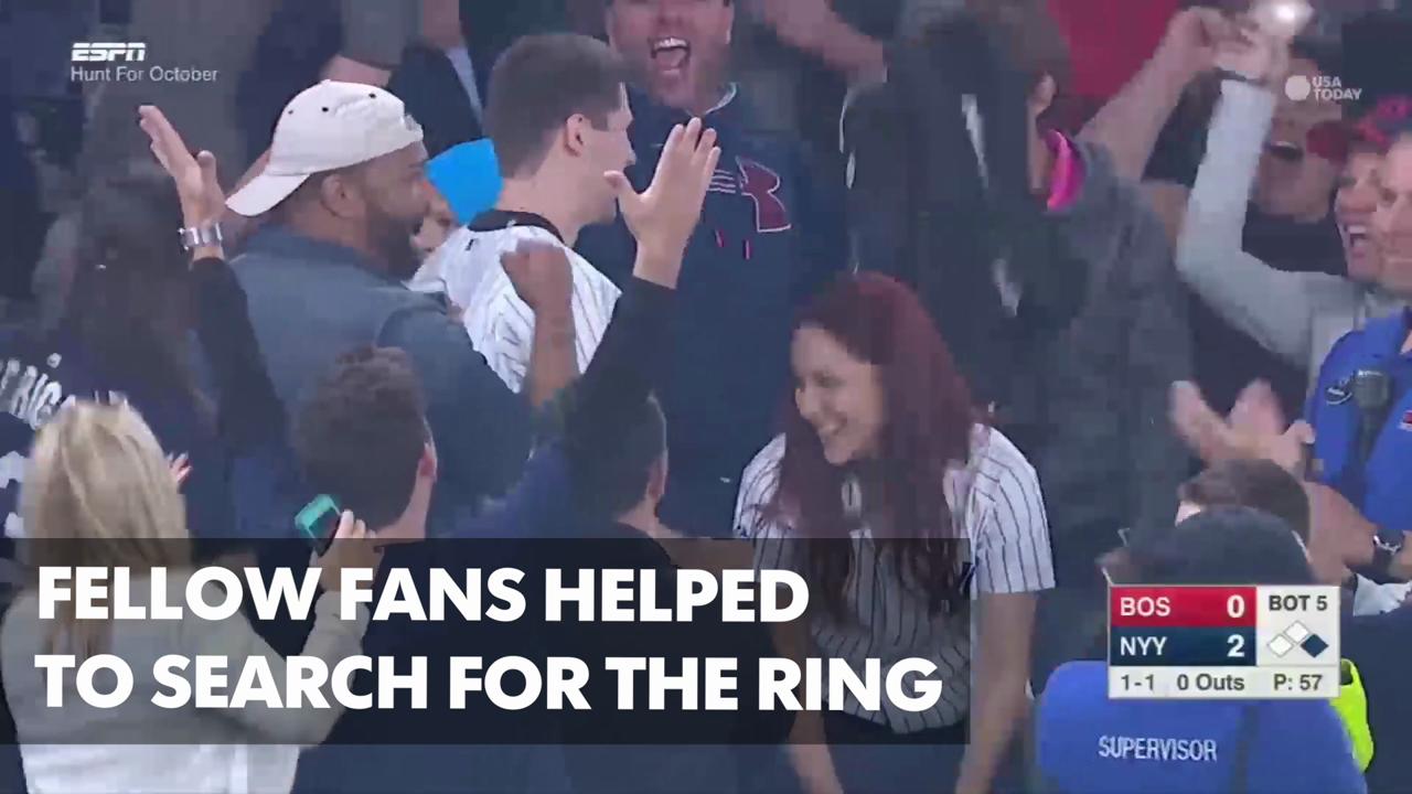 Fan drops ring during televised Yankee Stadium engagement