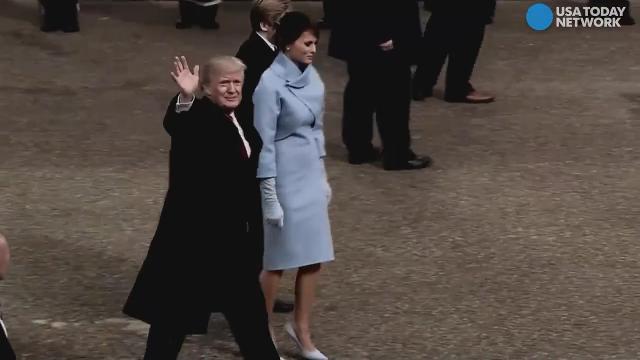 President Trump Greets Crowd During Inaugural Parade