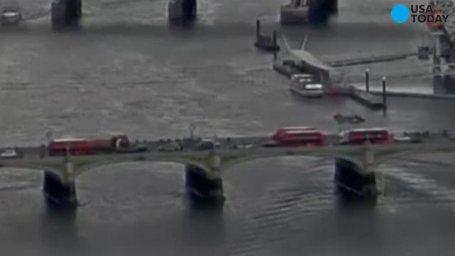 Footage Shows Woman Jumping Off Westminster Bridge During Attack