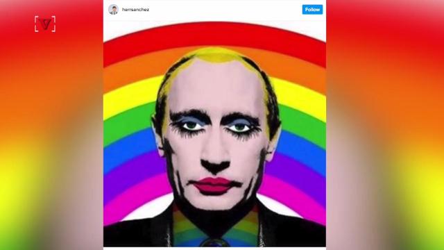 Russia bans image of Putin with red heavy makeup