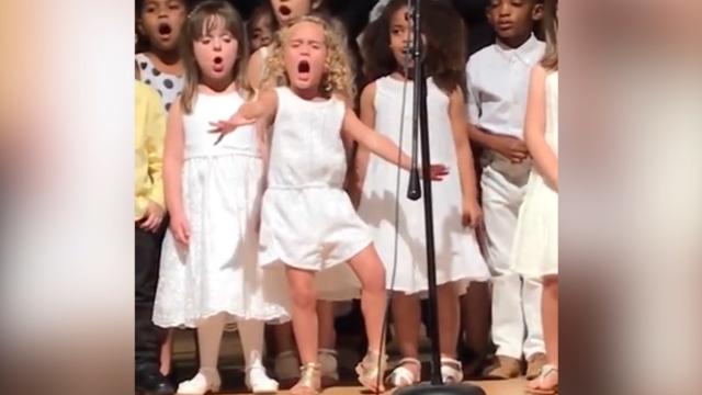 4 year old is adorably extra at preschool graduation