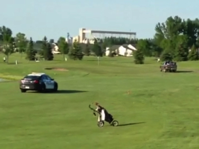 Raw: Police chase winds up on ND golf course