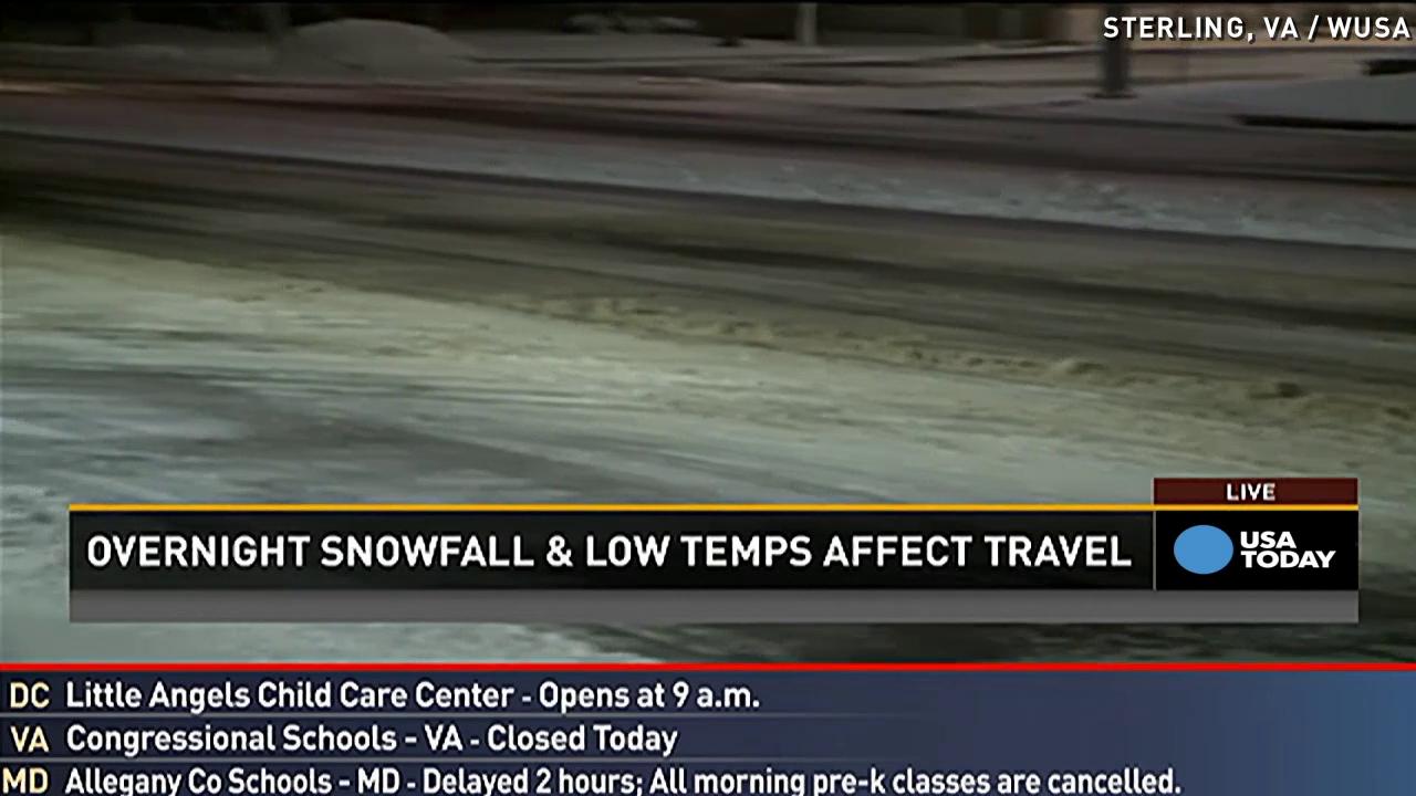 Roads remain icy despite lighter snow in Virginia