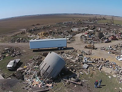 Raw: Aerial footage of Illinois tornado damage