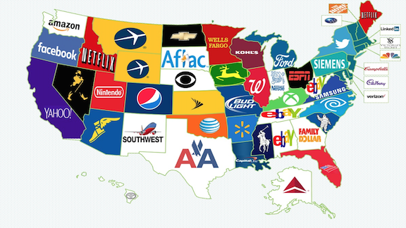 The most popular brands in America, by state