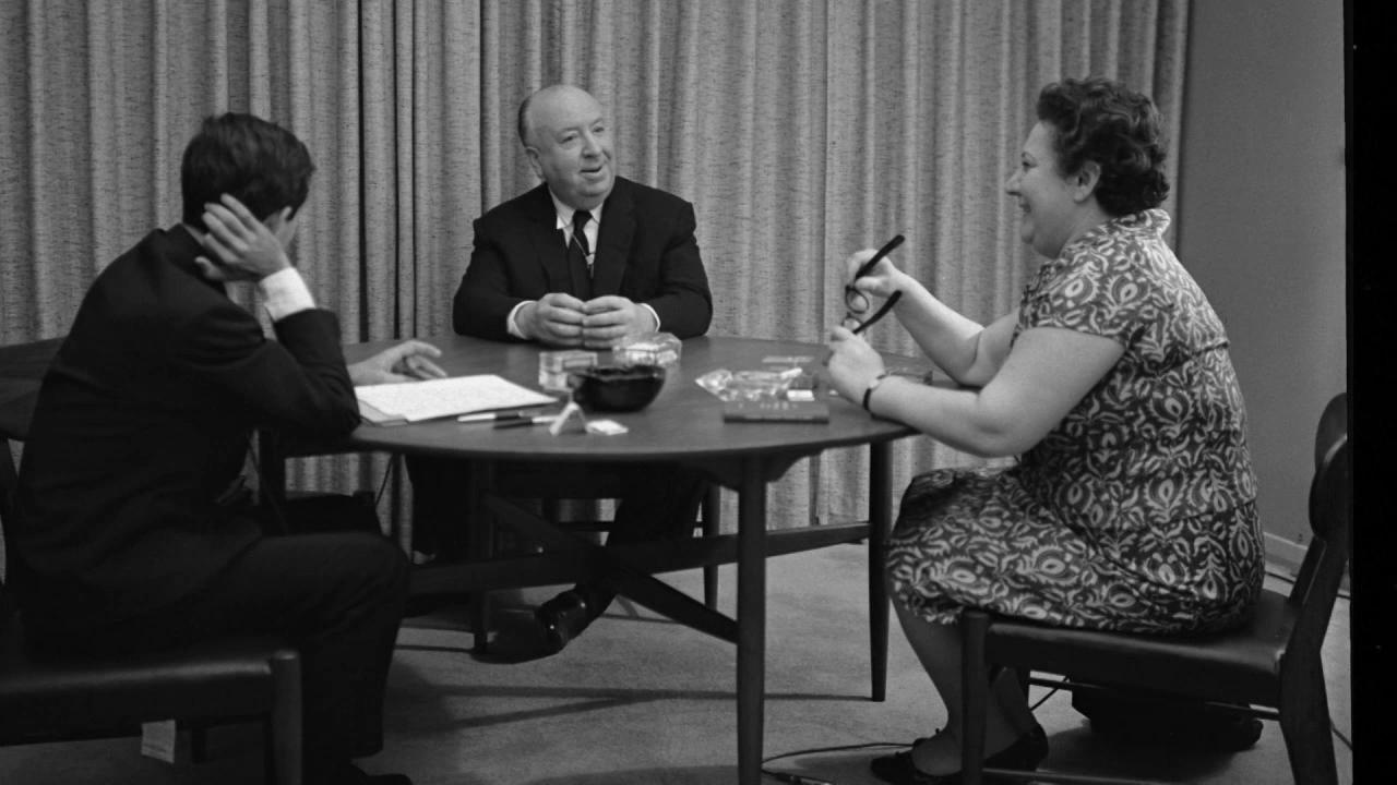 François Truffaut, Alfred Hitchcock and interpreter Helen Scott, 1962